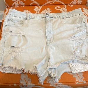 Light blue American Eagle stretch jean shorts
